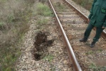 Nasyp kolejowy uszkodzony przez bobry